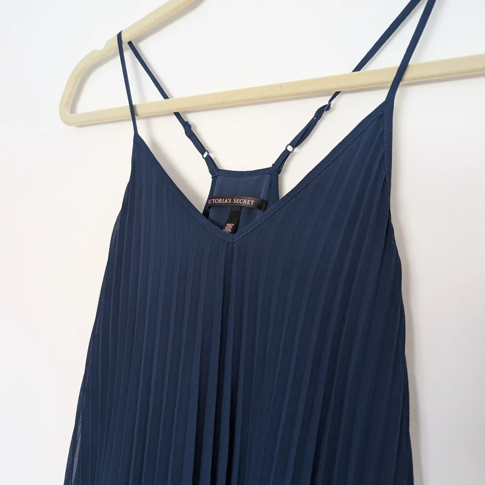 Victoria's Secret Navy Pleated Mini Dress with Racerback Straps - Picture 4 of 6